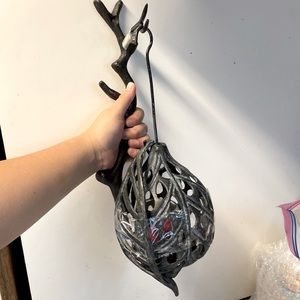 Bronze lantern wall sconce